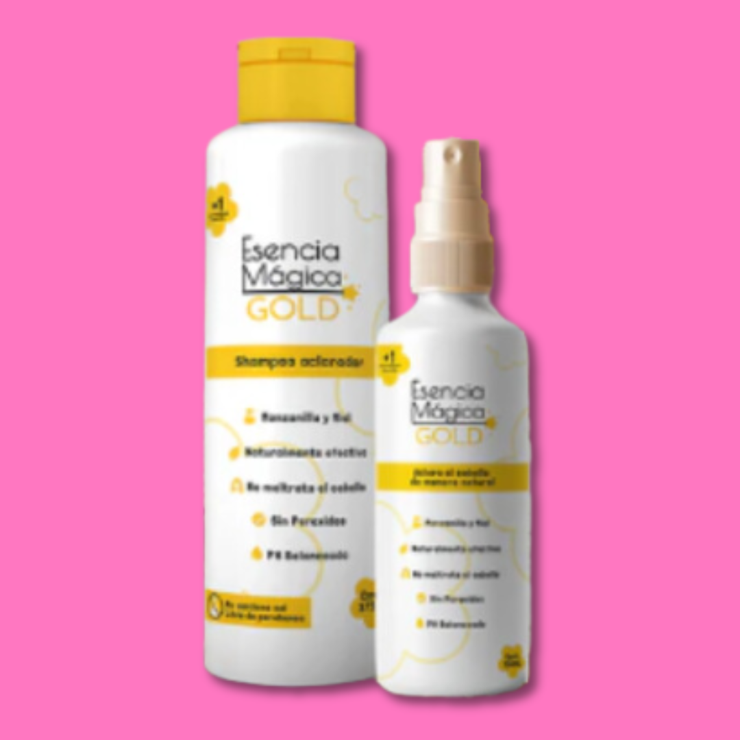 Kit Aclarador Natural para Niños – Shampoo + Spray Gold Esencia Kids 🌼✨