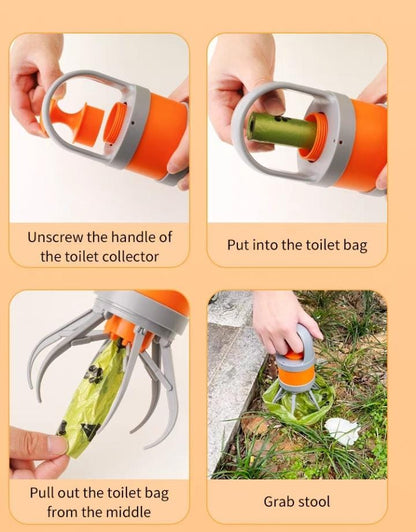 Recogedor de Desechos para Mascotas – Mango Largo y Garras Potentes (Color Naranja)