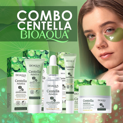 Combo Facial Centella Asiática Bioaqua x5 – Limpieza, Hidratación y Antiarrugas 🌿