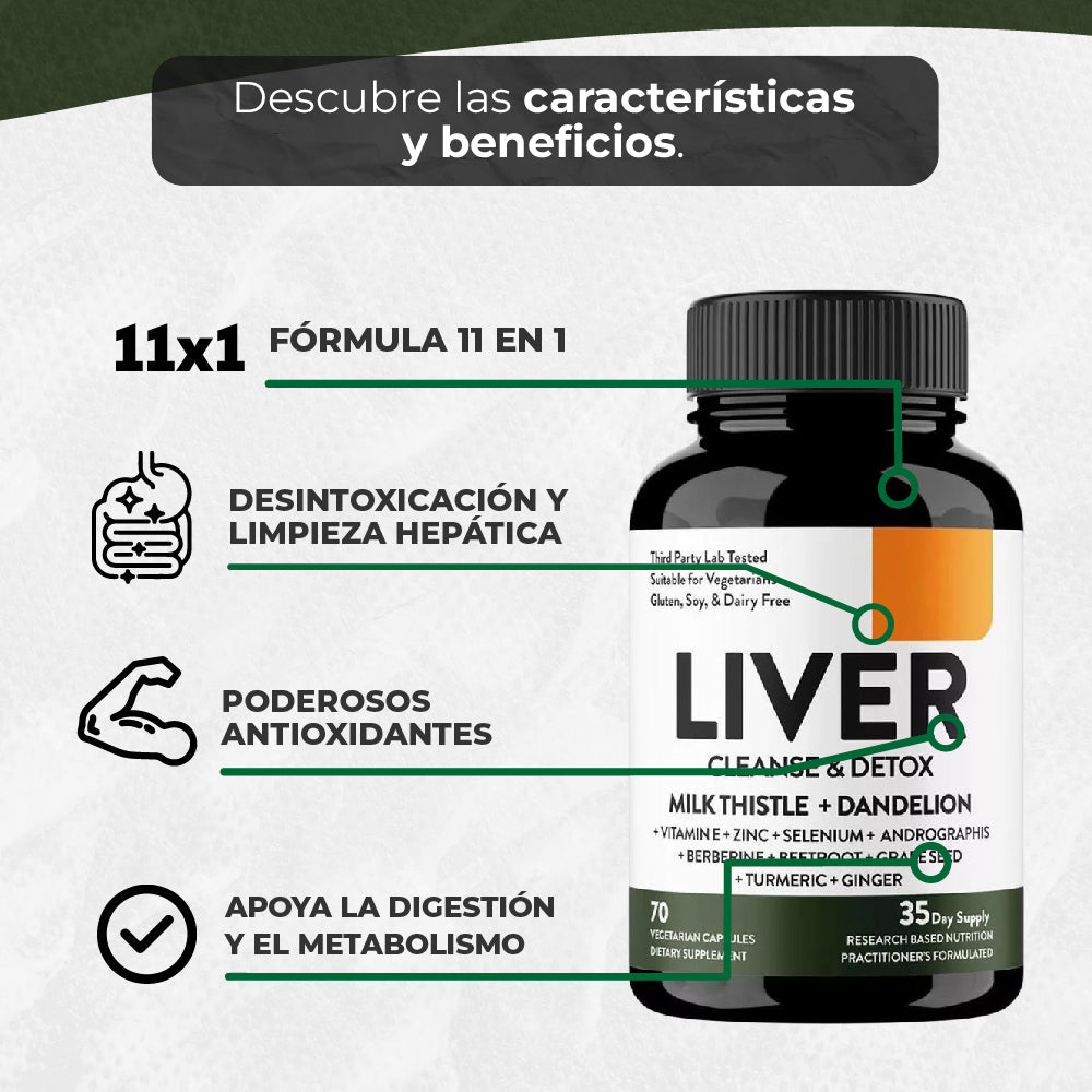 Liver Cleanse Detox 💚 Suplemento Natural para Desintoxicar y Fortalecer el Hígado