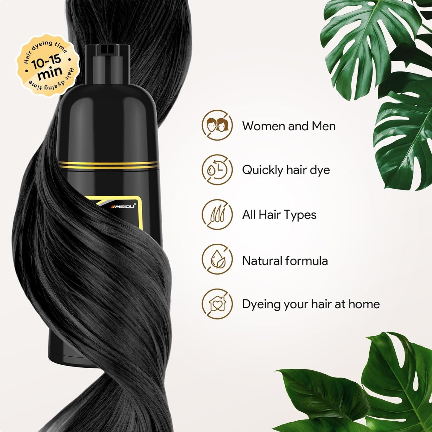 Shampoo Tinte Negro x3 – Cubre Canas al Instante con Henna y Argán 🖤✨