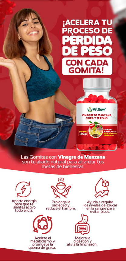 🍏 Gomitas de Vinagre de Manzana – Quema Grasa, Mejora tu Digestión y Gana Energía con Sabor Delicioso 2x1