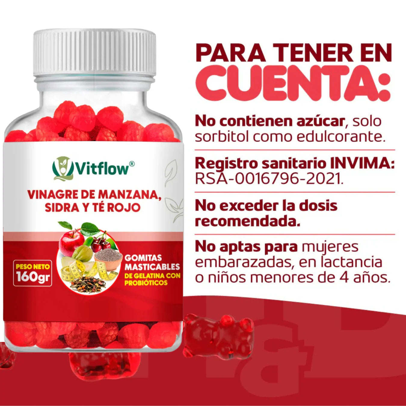 🍏 Gomitas de Vinagre de Manzana – Quema Grasa, Mejora tu Digestión y Gana Energía con Sabor Delicioso 2x1