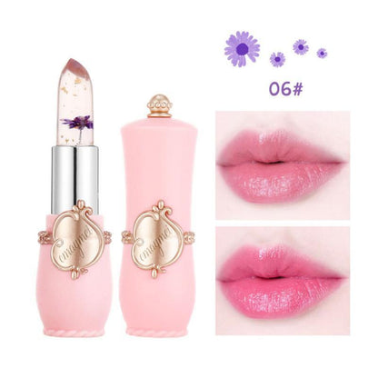Labial Mágico con Flor Real – Cambia de Color Según tu pH, Hidratante y de Larga Duración