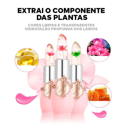 Labial Mágico con Flor Real – Cambia de Color Según tu pH, Hidratante y de Larga Duración