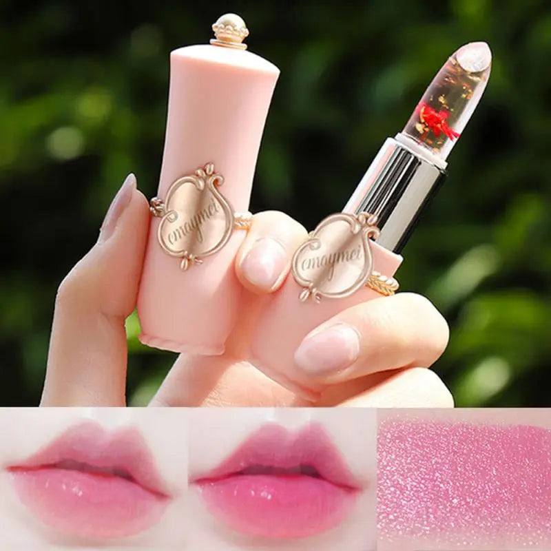 Labial Mágico con Flor Real – Cambia de Color Según tu pH, Hidratante y de Larga Duración