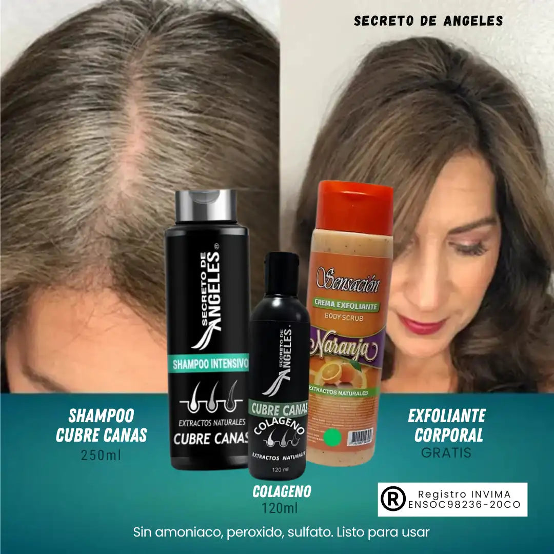 Shampoo Cubre Canas Secreto de Ángeles + Colágeno + Exfoliante GRATIS 🎁 | Fórmula Natural 3 en 1