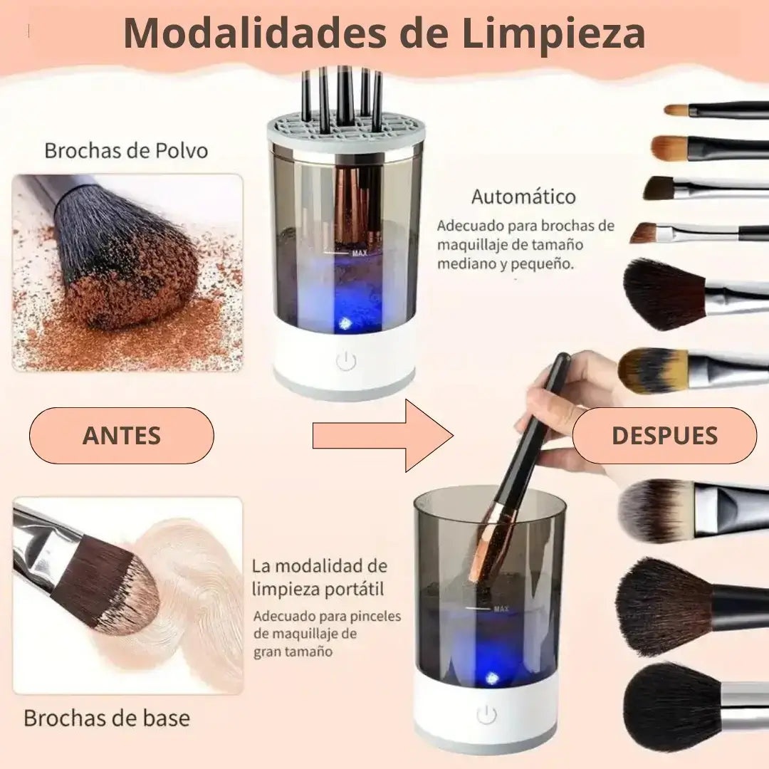 Limpiador Eléctrico de Brochas de Maquillaje | Lava y Seca en 30 Segundos